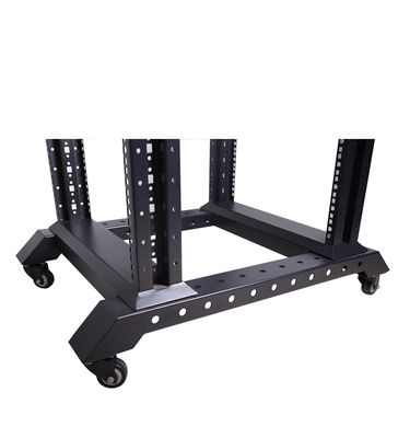 LE-RA Open Server Rack SPCC Quality Steel Powder Coated Finish 350mm 600mm Depth Options 19 Inch Standard 4-Post Mobile Open Frame Server Rack Adjustable Depth 18U-47U 600mm Width 120kg Load Capacity