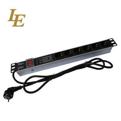 19 Inch Horizontal 6 Ways 8 Ways Schuko Sockets PDU With On/Off Switch 3x1.5mm² Cable Germany European France PDU with European Plug