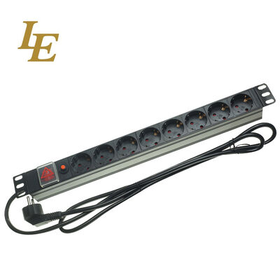 19 Inch Horizontal 6 Ways 8 Ways Schuko Sockets PDU With On/Off Switch 3x1.5mm² Cable Germany European France PDU with European Plug