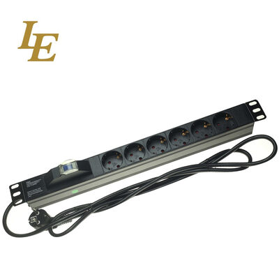 Server Rack PDU Aluminum Alloy 19 Inch 8 Way Power Distribution Unit with Germany Socket Type and KP Cower Switch 1U Height