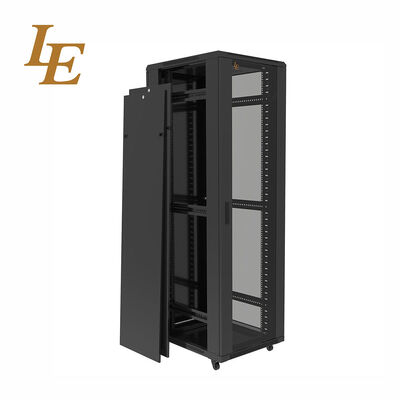 Server Rack Cabinet 42U Tempered Glass Front Door Solid Metal Rear Door with Cable Management Adjustable Feet and Castors