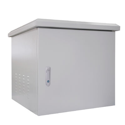 19" IP45/IP55/IP65 Metal Waterproof Outdoor Cabinet 600mm Wide Wall Mounted Dustproof And Water Resistance Cooling Fans Enclosure Racks Ral7035SN Pole Mounted for Choice Cable Entry on Bottom