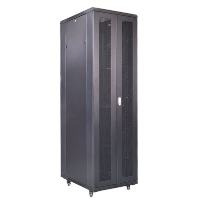 19 дюймов 42U 600x800 мм Двойной открытый вентиляционный центр обработки данных серверные стойки с ручками замков RAL9004 Черные серверные шкафы дуговой формы входной двери