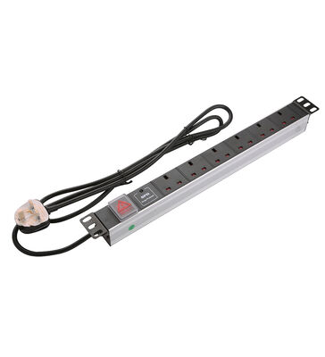 Промышленное энергораспределительное устройство UK Socket 1U Height Aluminium Alloy 8 Sockets & 6 Outputs 250V AC 13A