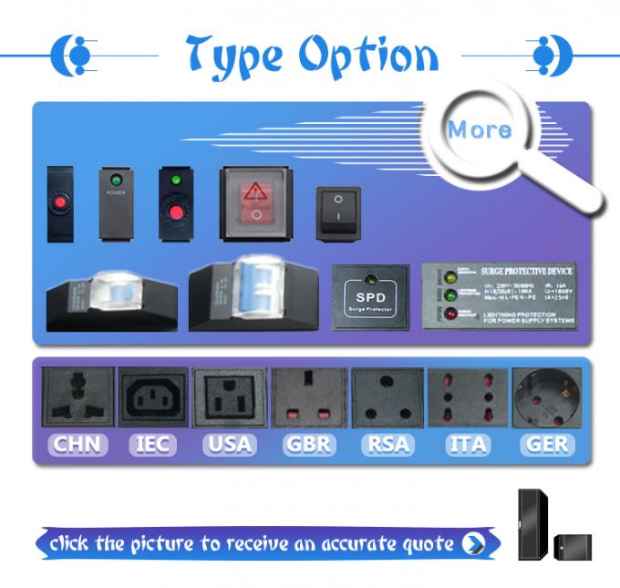 19 дюймовый алюминиевый черный IEC Type 6 Ways 8 Outlets C13 C14 Power Distribution Unit 16Amp/32Amp с плагином Commando доступен IEC320 Smart Socket PDU 3
